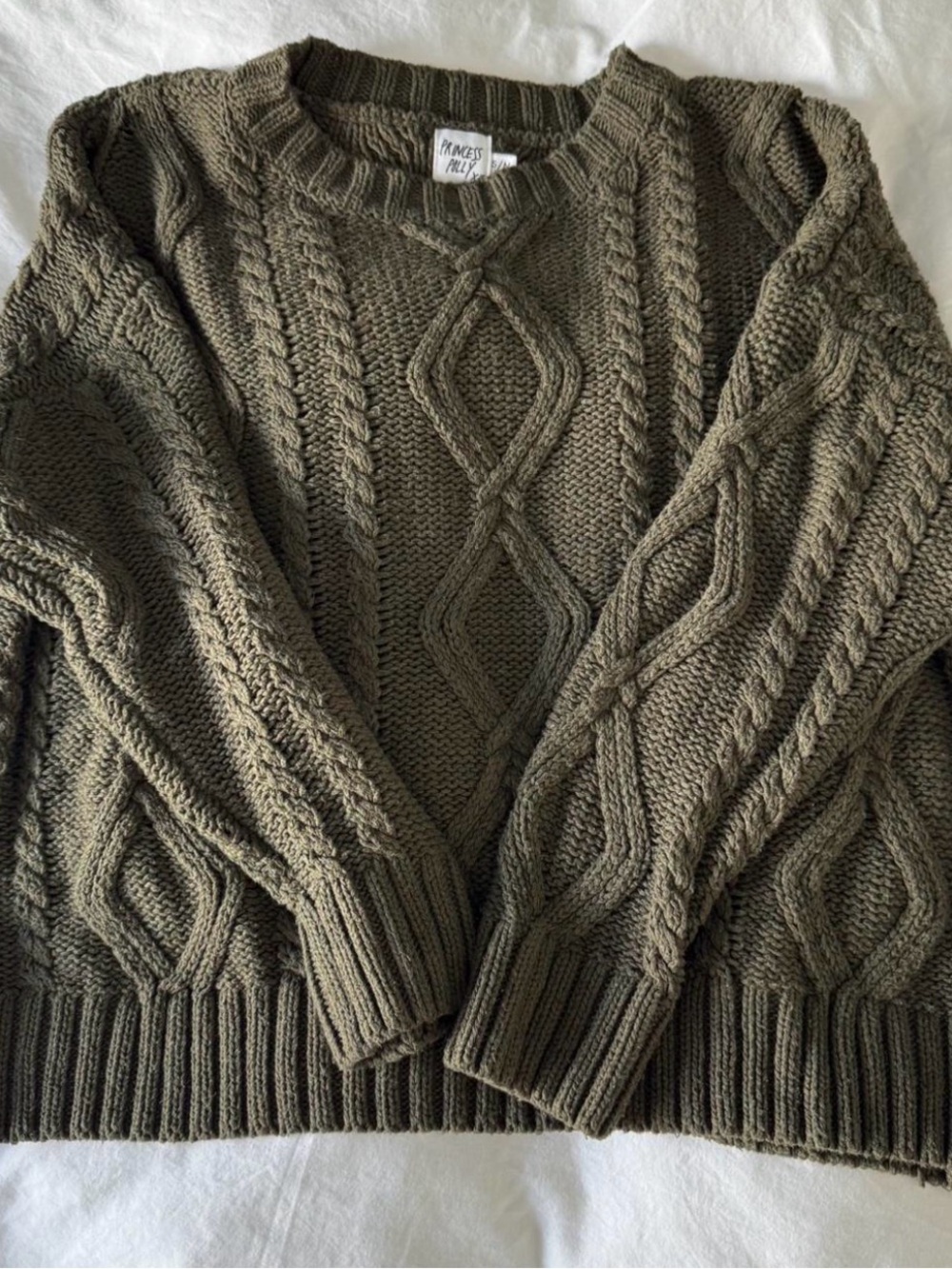 Princess Polly Olive Green Cable Knit Sweater